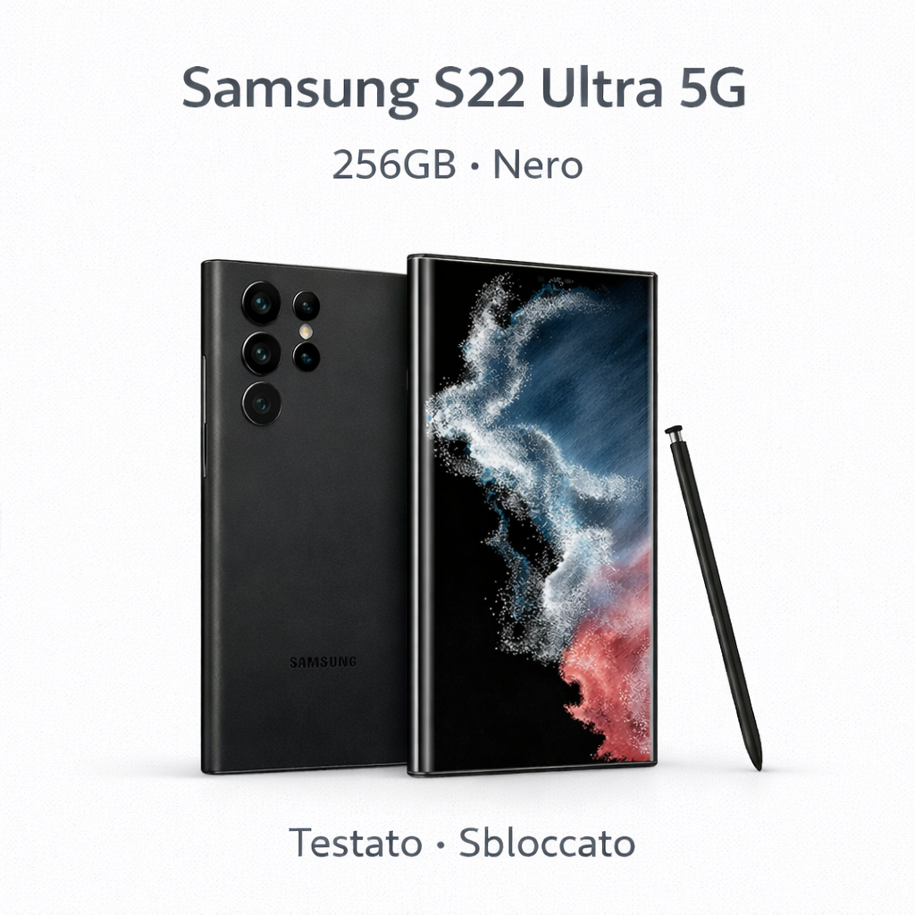 Samsung Galaxy S22 Ultra 5G 256GB Nero – Testato – Perfette Condizioni