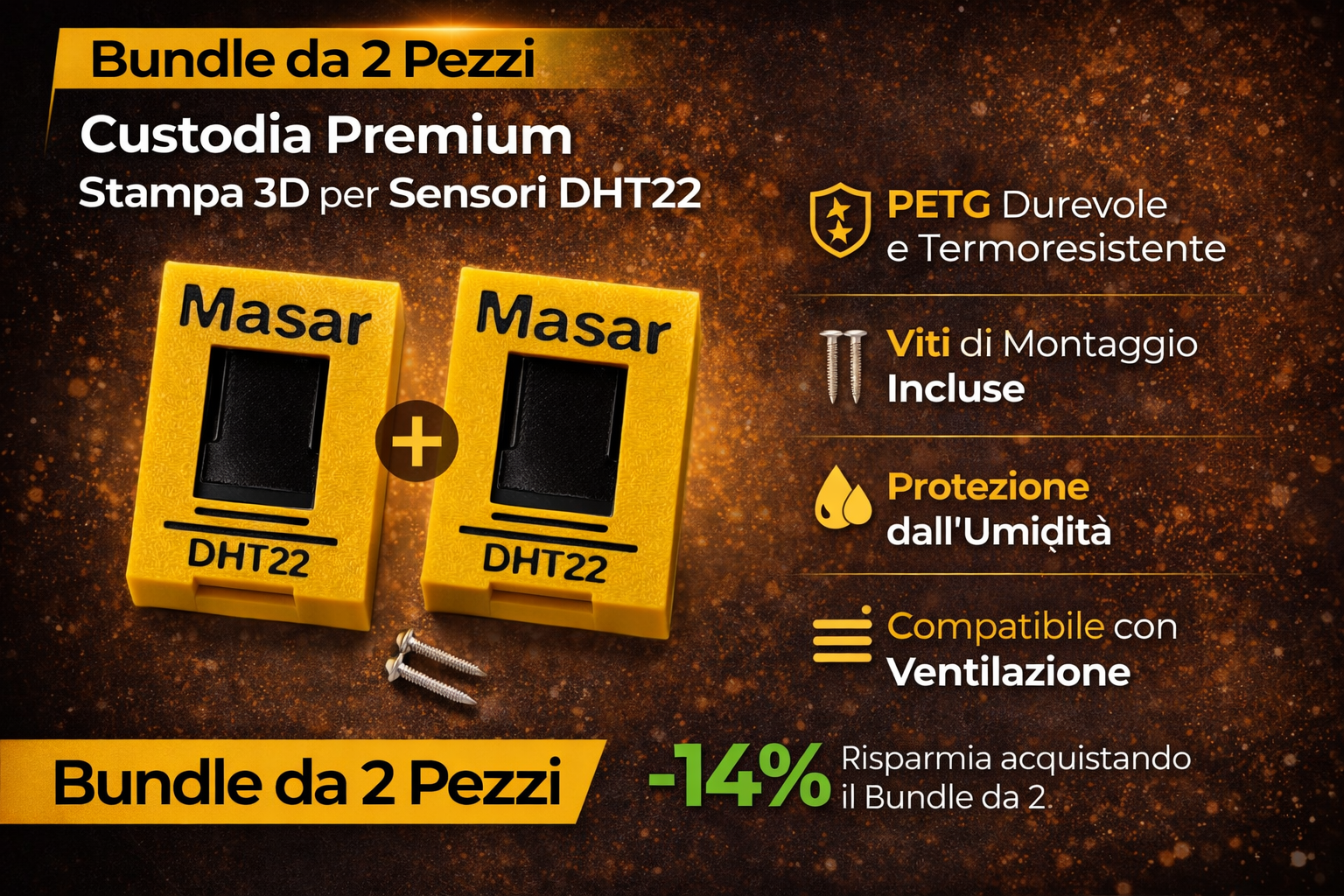 Custodia DHT22 – Case 3D MASAR per sensore DHT22/AM2302 - ANCHE CON SENSORE INCLUSO