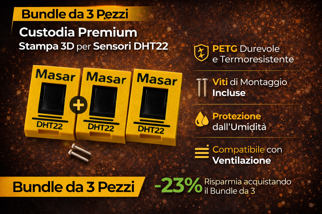 Custodia DHT22 – Case 3D MASAR per sensore DHT22/AM2302 - ANCHE CON SENSORE INCLUSO