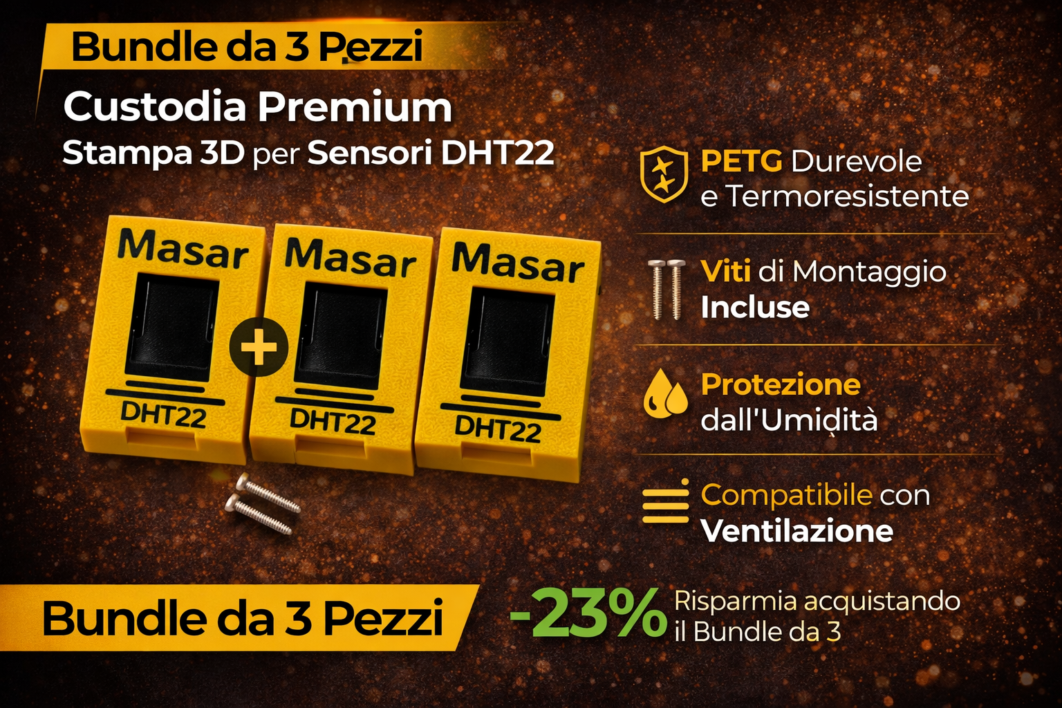 Custodia DHT22 – Case 3D MASAR per sensore DHT22/AM2302 - ANCHE CON SENSORE INCLUSO