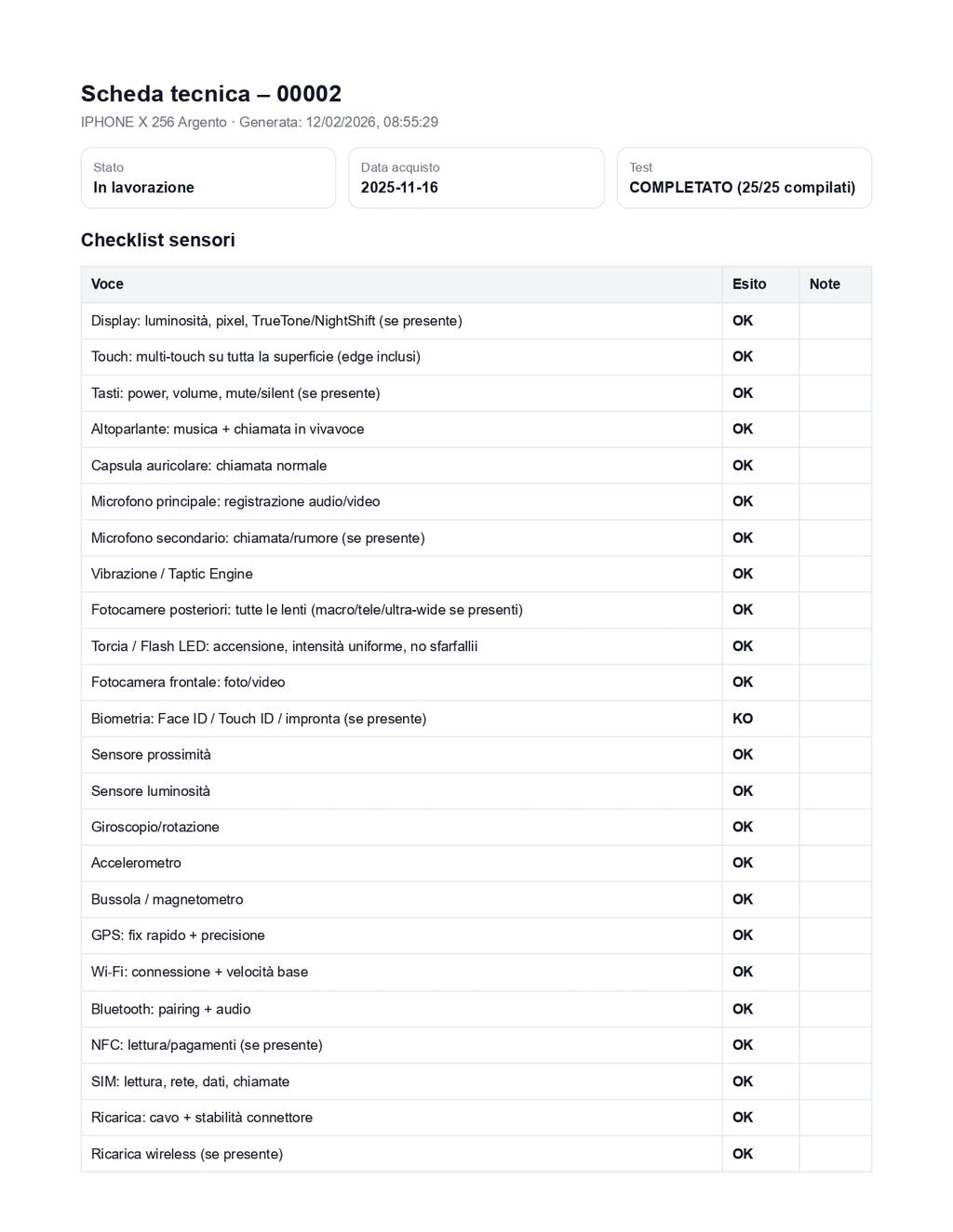 Apple iPhone X 256GB Silver – Face ID NON Funzionante – Testato