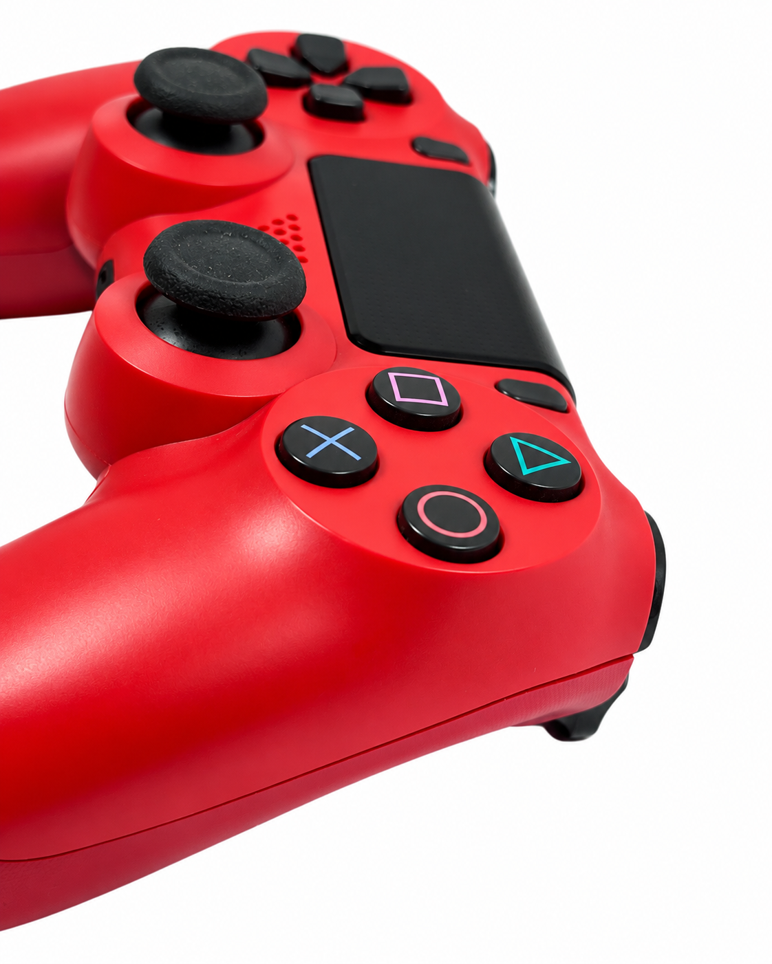 Dettaglio frontale destro controller Sony DualShock 4 V2 rosso