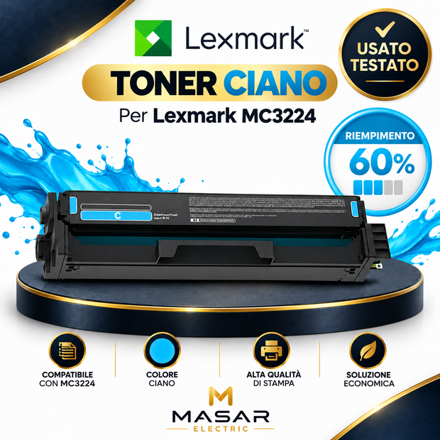 Toner Compatibile Ciano C3220C0 per Lexmark MC3224dwe – 60%