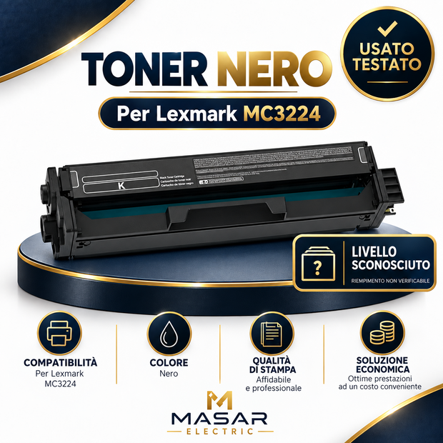 Toner Compatibile Nero C3220K0 per Lexmark MC3224dwe – Livello Sconosciuto