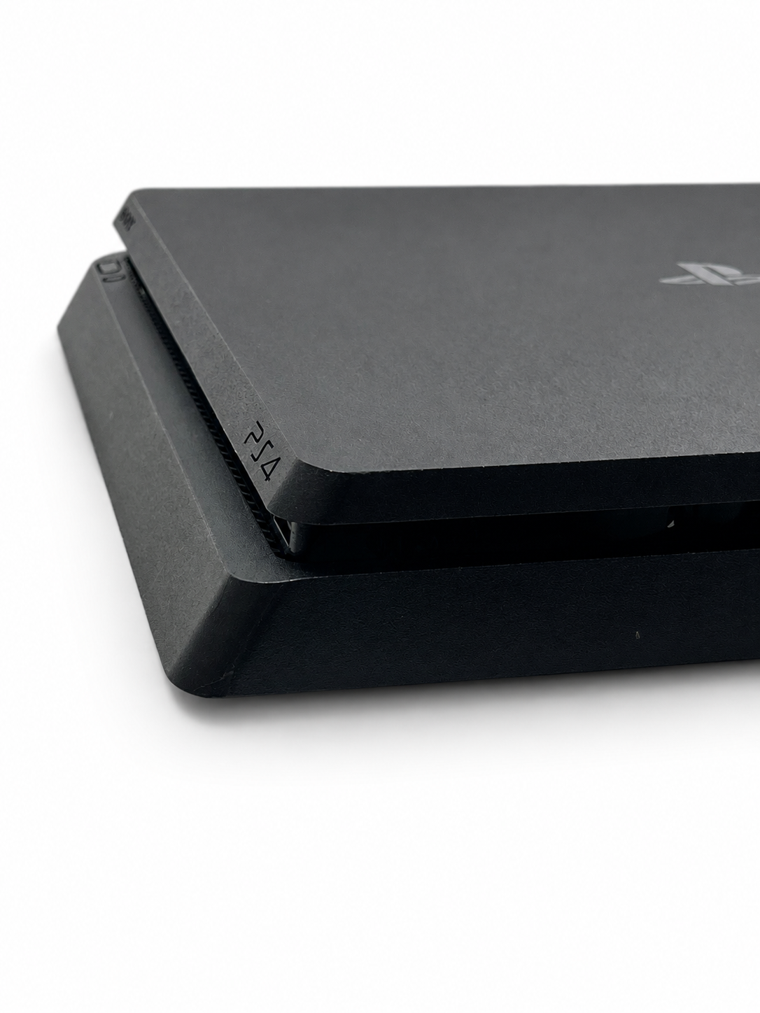 Vista laterale Sony PlayStation 4 Slim nera