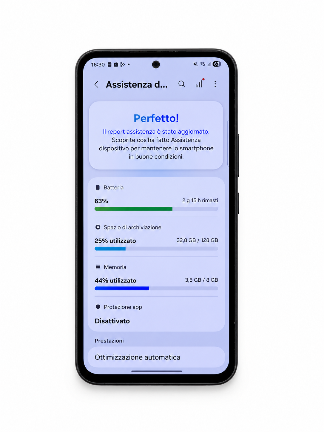 Samsung Galaxy A54 5G 128GB 8GB RAM - schermata test