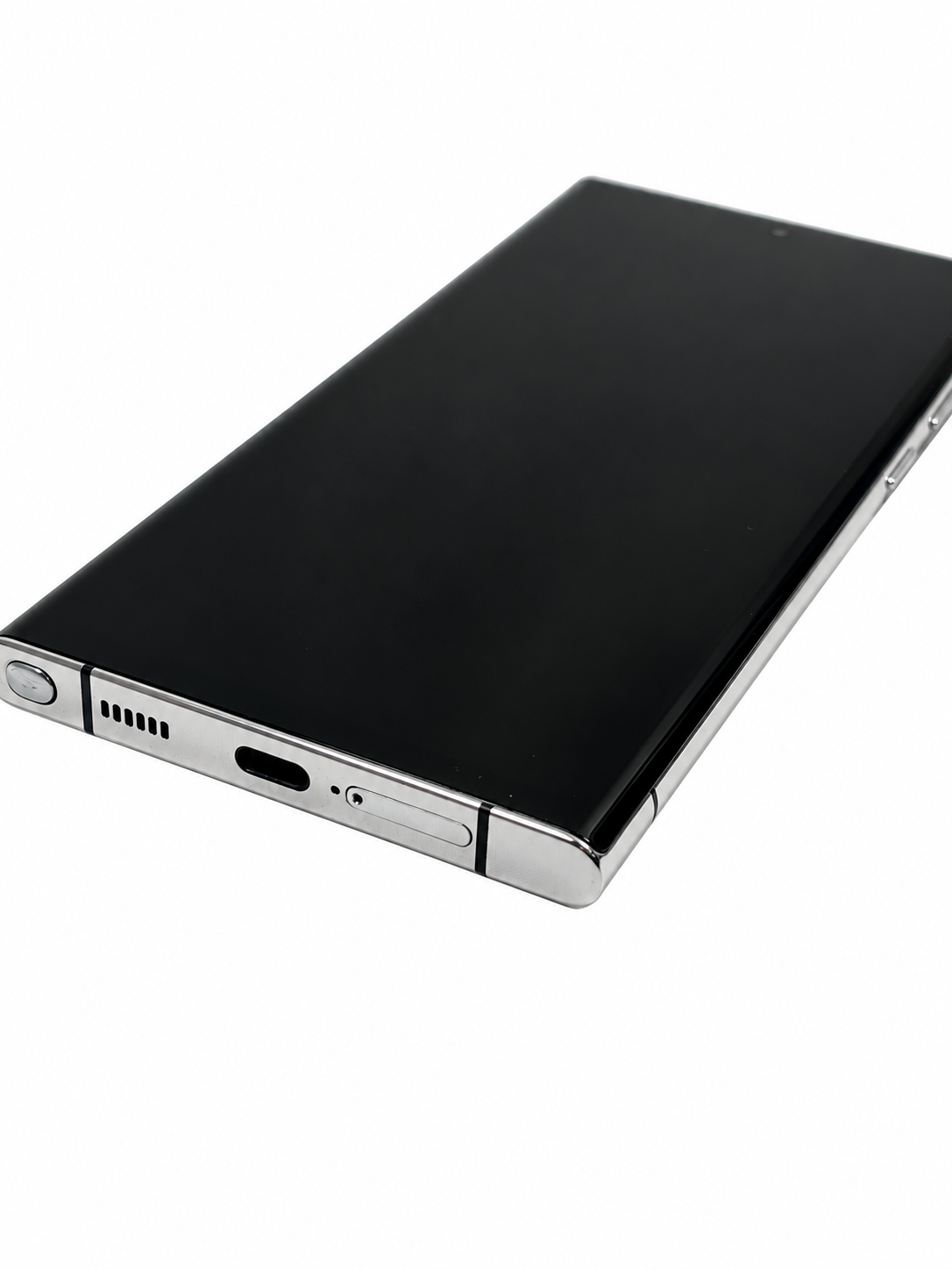 Samsung Galaxy S22 Ultra Bianco dettaglio bordo inferiore frontale