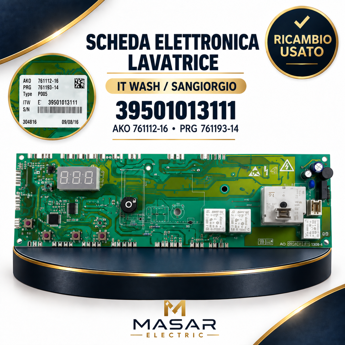 Scheda elettronica lavatrice IT Wash Sangiorgio 39501013111 - foto commerciale